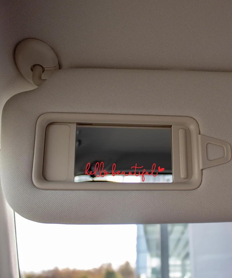 RACOONA Rearview Mirror Decal,Hello Beautiful Decal,Car Accessories Stickers Rearview Mirror Sticker (Red) - Image 4